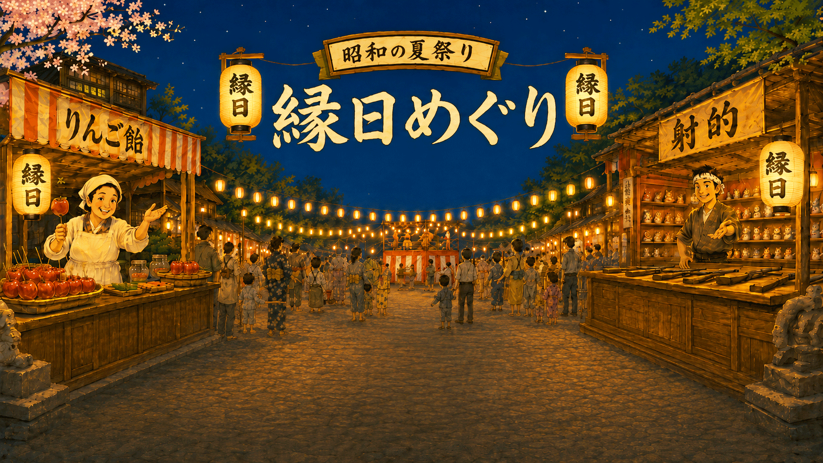 縁日めぐり — 昭和の夏祭りの縁日